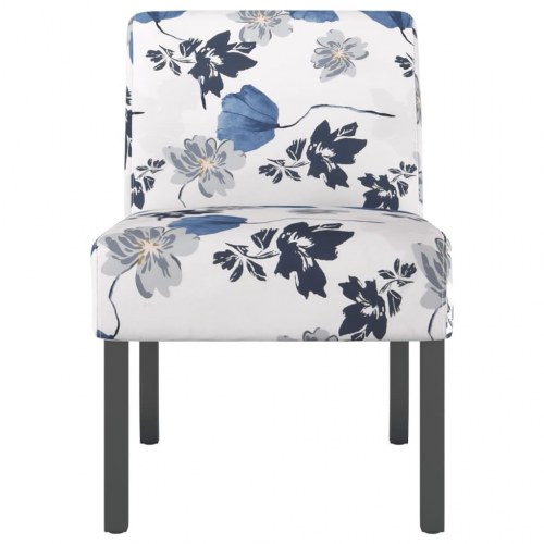 Stol med blomstermønster i stof - blå/hvid loungestol uden armlæn