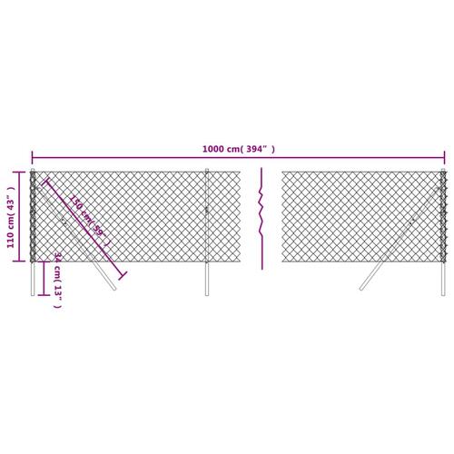 Trådhegn 1,1x10 m sølvfarvet