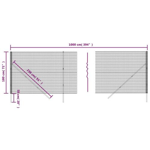 Trådhegn 1,8x10 m galvaniseret stål grøn