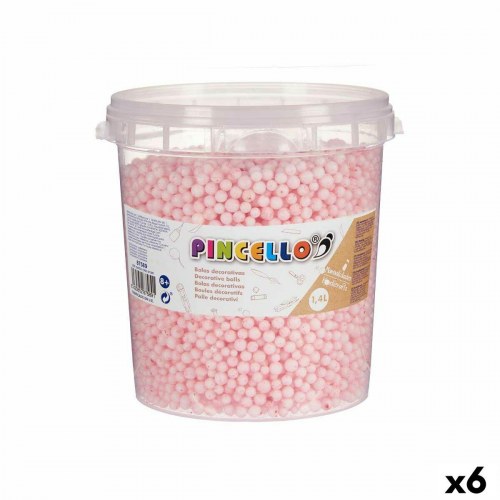 Kreativt hobbymateriale - pink dekorationsbolde, 1,4 l (6 stk)