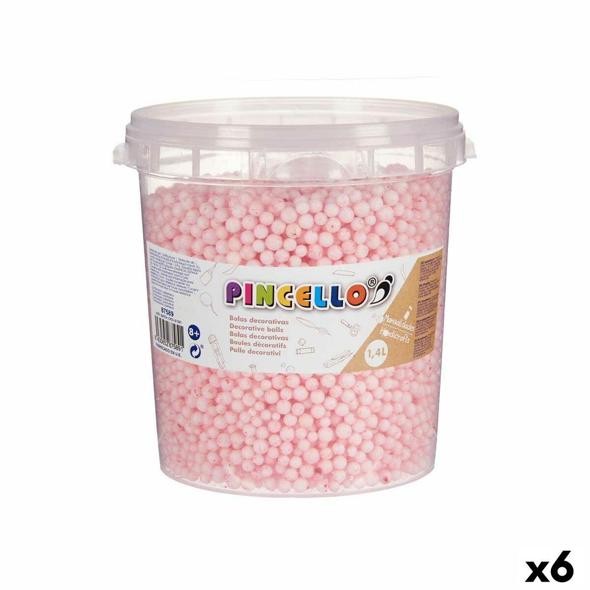 Kreativt hobbymateriale - pink dekorationsbolde, 1,4 l (6 stk)