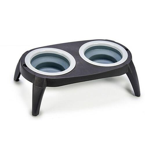 Madskål til kæledyr Foldbar Sort Silikone Plastik 9 x 39 x 9 cm (12 enheder)