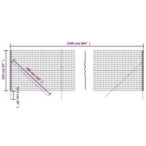Trådhegn 2,2x25 m galvaniseret stål grøn