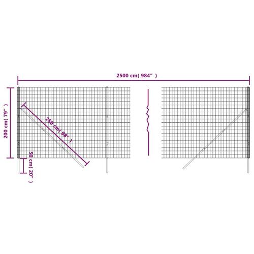 Trådhegn 2x25 m galvaniseret stål grøn