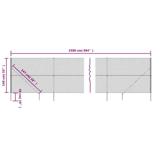 Trådhegn med jordspyd 1,4x25 m antracitgrå