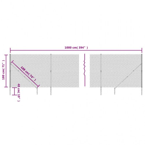 Trådhegn med jordspyd 1,8x10 m antracitgrå