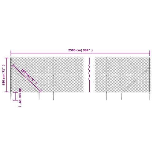 Trådhegn med jordspyd 1,8x25 m sølvfarvet