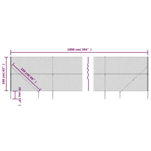 Trådhegn med jordspyd 1,6x10 m sølvfarvet