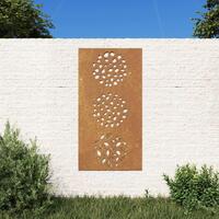 Udendørs vægdekoration 105x55 cm bladdesign cortenstål