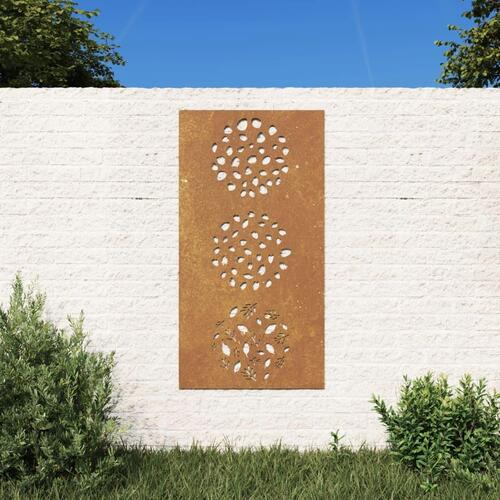 Udendørs vægdekoration 105x55 cm bladdesign cortenstål