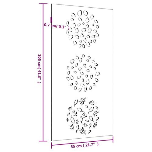 Udendørs vægdekoration 105x55 cm bladdesign cortenstål
