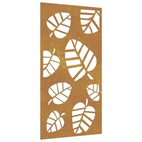 Udendørs vægdekoration 105x55 cm bladdesign cortenstål