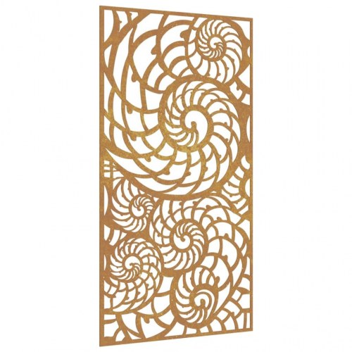Udendørs vægdekoration 105x55 cm sneglehusdesign cortenstål