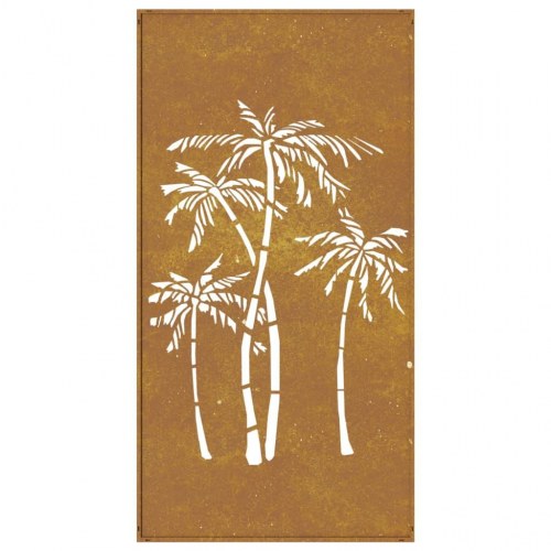 Udendørs vægdekoration 105x55 cm palmedesign cortenstål