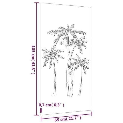 Udendørs vægdekoration 105x55 cm palmedesign cortenstål