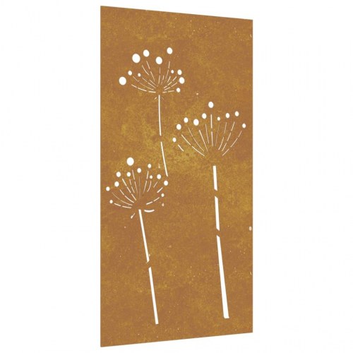 Udendørs vægdekoration i cortenstål 105 × 55 cm - blomsterdesign
