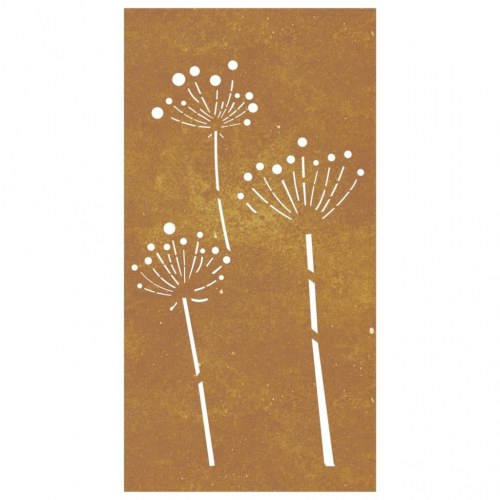 Udendørs vægdekoration i cortenstål 105 × 55 cm - blomsterdesign