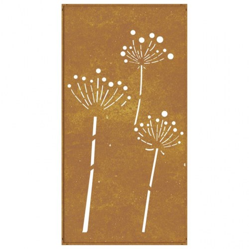 Udendørs vægdekoration i cortenstål 105 × 55 cm - blomsterdesign