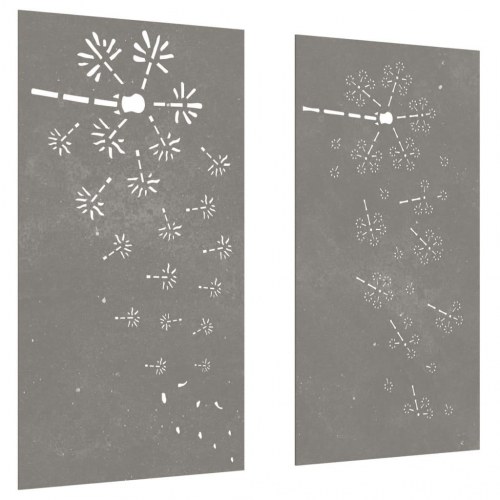 Udendørs vægdekoration 2 dele 105x55 cm blomster cortenstål