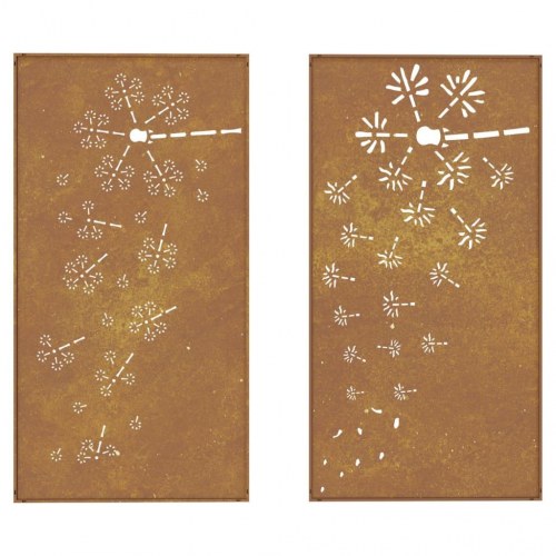 Udendørs vægdekoration 2 dele 105x55 cm blomster cortenstål