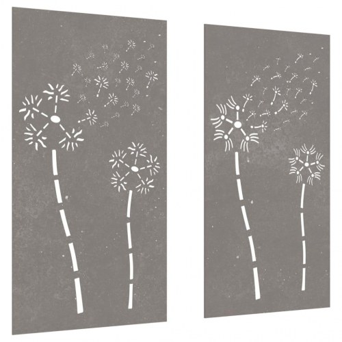 Udendørs vægdekoration i cortenstål - 2 dele, 105 × 55 cm, blomster