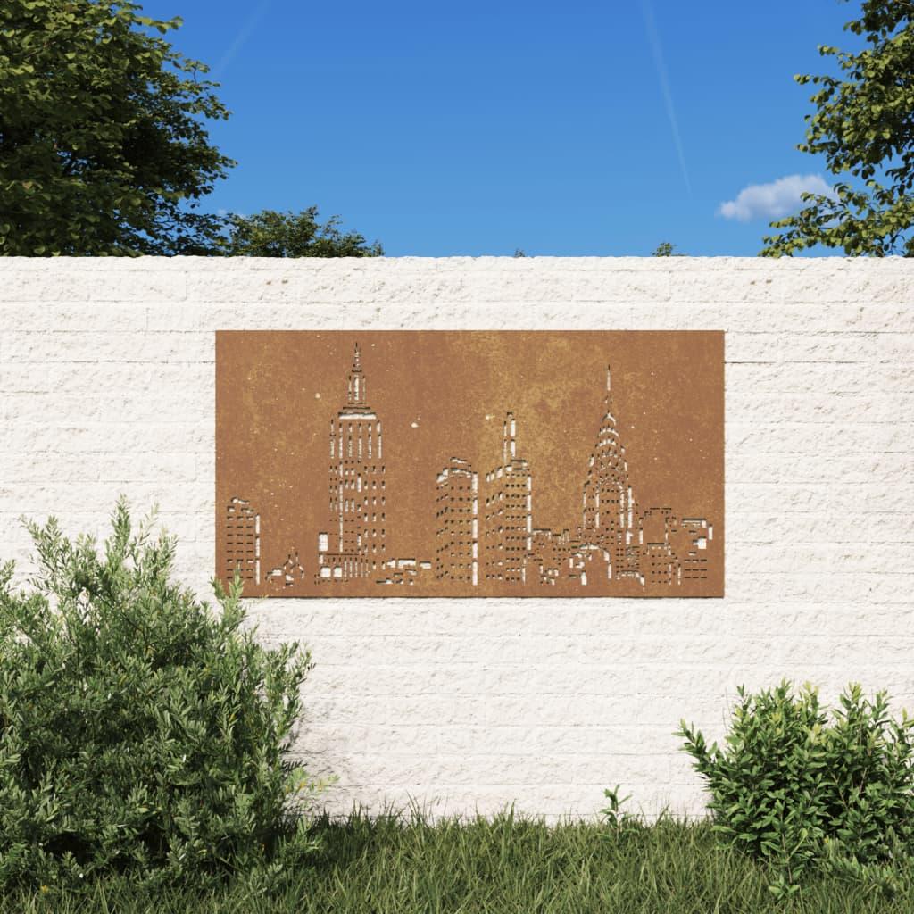 Udendørs vægdekoration 105x55 cm skyline-design cortenstål