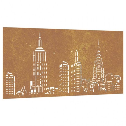 Udendørs vægdekoration 105x55 cm skyline-design cortenstål