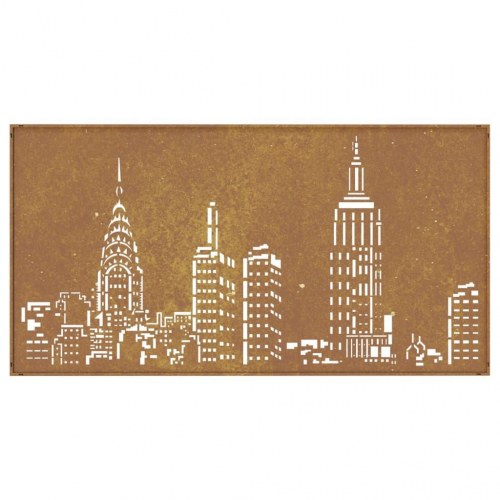 Udendørs vægdekoration 105x55 cm skyline-design cortenstål