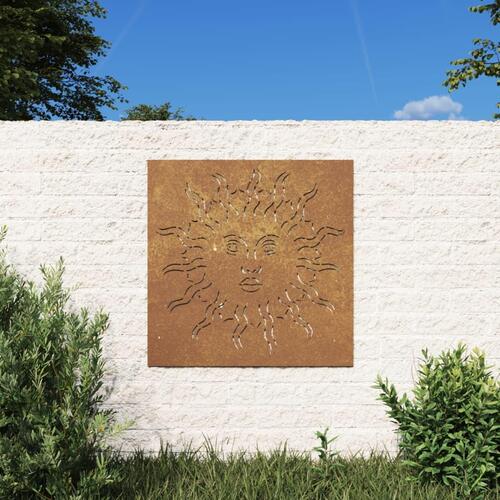 Udendørs vægdekoration 55x55 cm soldesign cortenstål