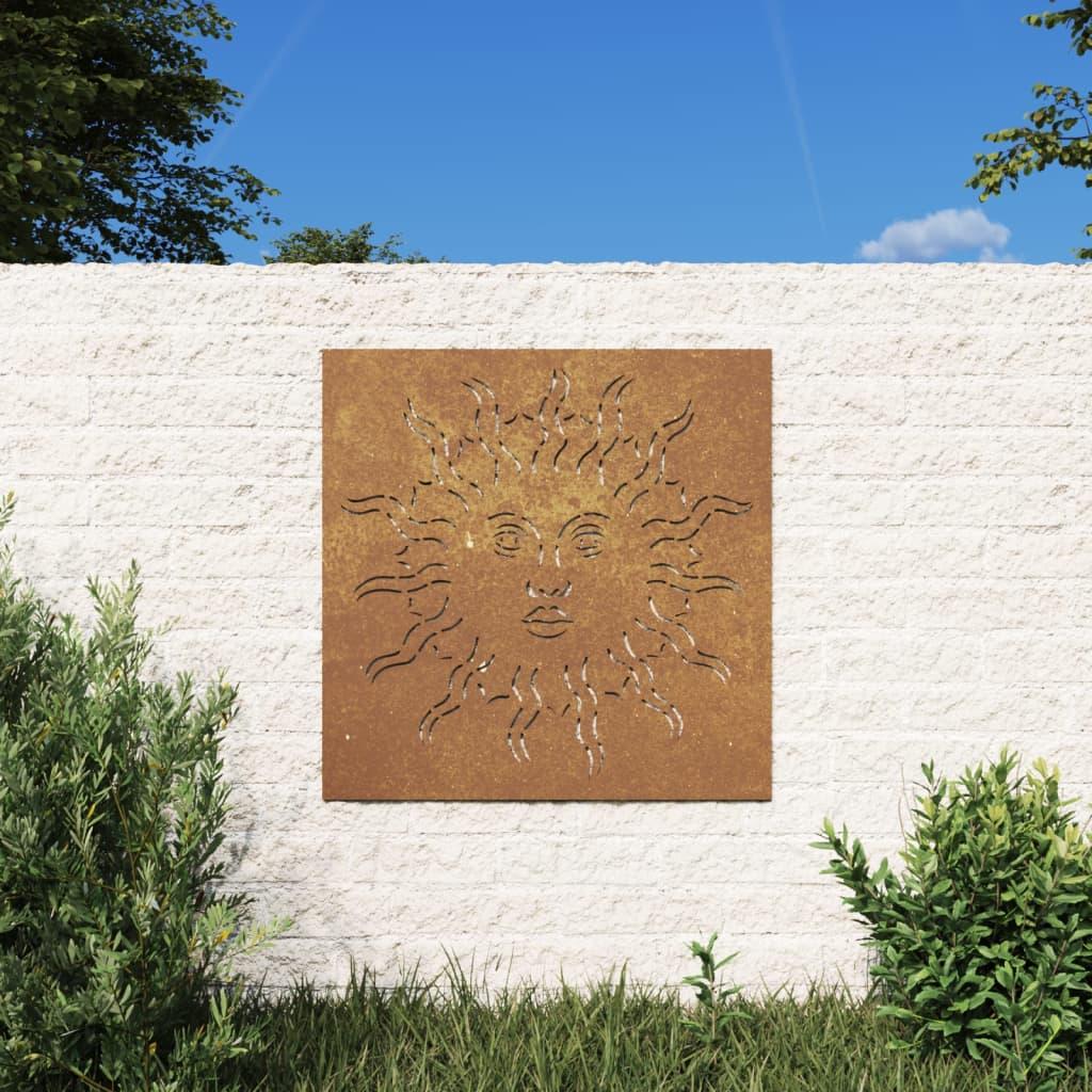 Udendørs vægdekoration 55x55 cm soldesign cortenstål