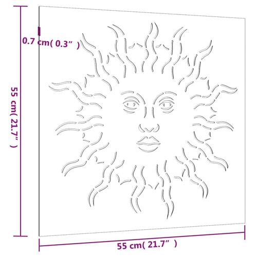 Udendørs vægdekoration 55x55 cm soldesign cortenstål