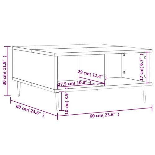 Sofabord 60x60x30 cm konstrueret træ sort