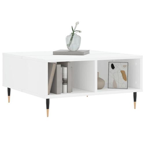 Sofabord 60x60x30 cm konstrueret træ hvid højglans