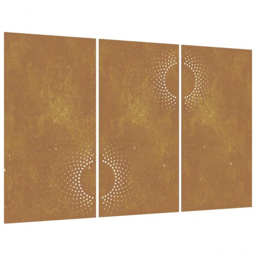 Udendørs vægdekoration 3 dele 105x55 cm soldesign cortenstål