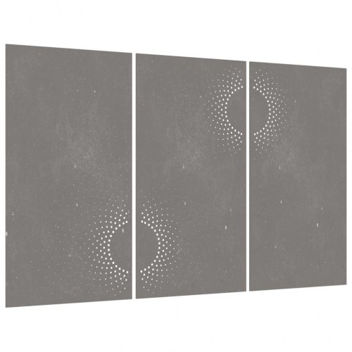 Udendørs vægdekoration 3 dele 105x55 cm soldesign cortenstål