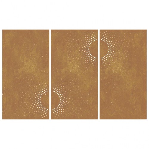 Udendørs vægdekoration 3 dele 105x55 cm soldesign cortenstål