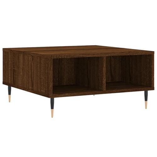 Sofabord 60x60x30 cm konstrueret træ brun egetræsfarve