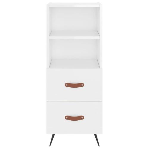 Skænk 34,5x34x90 cm konstrueret træ hvid højglans
