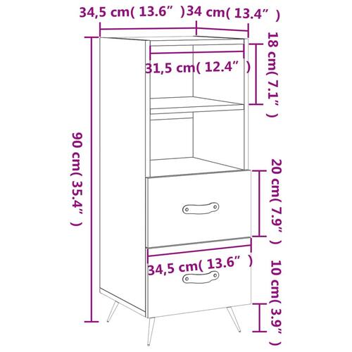 Skænk 34,5x34x90 cm konstrueret træ betongrå