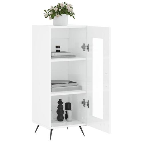 Skænk 34,5x34x90 cm konstrueret træ hvid højglans