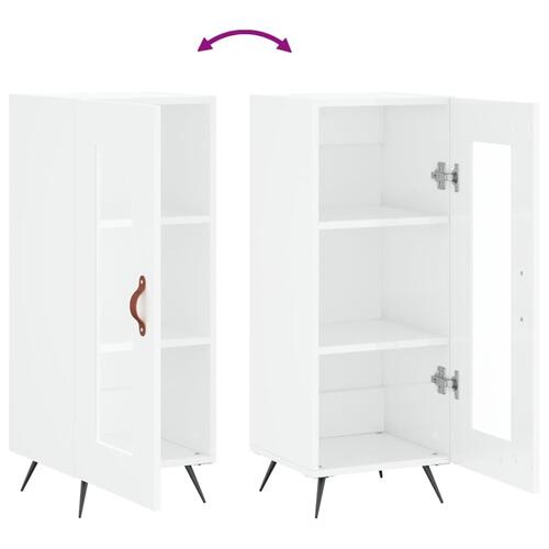 Skænk 34,5x34x90 cm konstrueret træ hvid højglans
