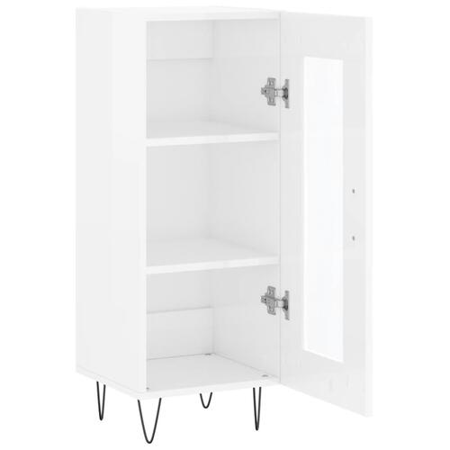Skænk 34,5x34x90 cm konstrueret træ hvid højglans