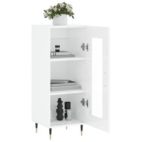 Skænk 34,5x34x90 cm konstrueret træ hvid højglans
