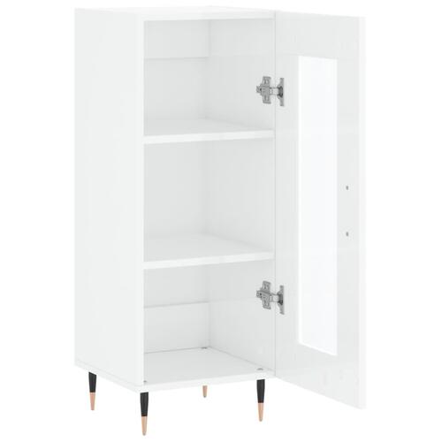 Skænk 34,5x34x90 cm konstrueret træ hvid højglans