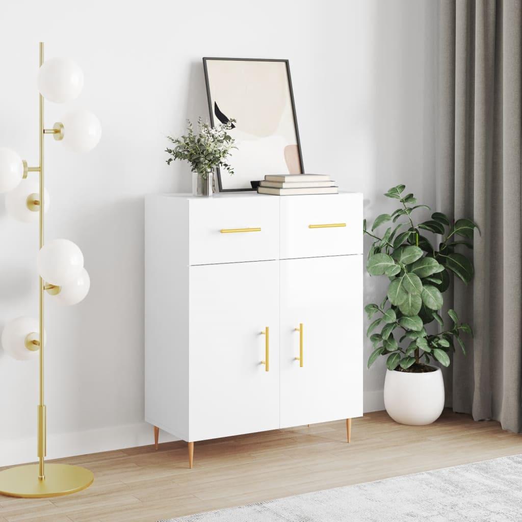 Skænk 69,5x34x90 cm konstrueret træ hvid højglans