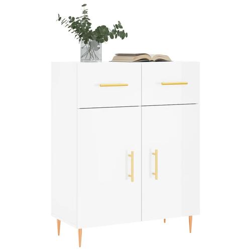 Skænk 69,5x34x90 cm konstrueret træ hvid højglans