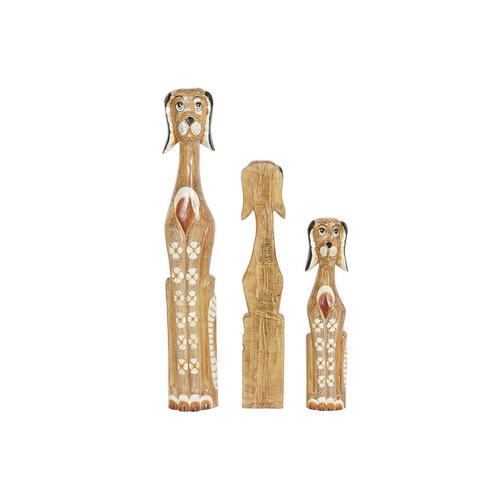 Dekorativ figur Hvid Brun Hund Tropisk 80 cm 16 x 9 x 100 cm