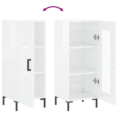 Skænk 34,5x34x90 cm konstrueret træ hvid højglans