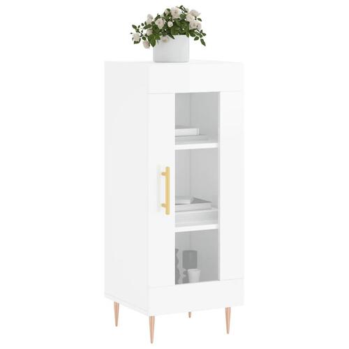 Skænk 34,5x34x90 cm konstrueret træ hvid højglans