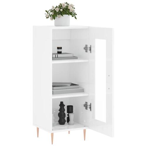 Skænk 34,5x34x90 cm konstrueret træ hvid højglans